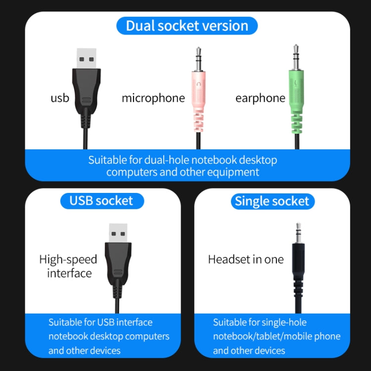 PANTSAN PSH-400 USB Computer Head-Mounted Luminous RGB Wired Headset, Specification:3.5mm Single Plug