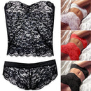 3 PCS Corset Lace Brassiere Push Up Vest Top Bra and Panty Set Underwear set, Cup Size:L(Red)
