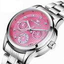 FNGEEN 4006 Ladies Quartz Watch Fashion Luminous Date Display Watch(White Steel White Surface)