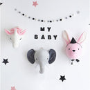 Children Room Wall Stuffed Plush Toy Baby Bedroom Decoration Animal Head Wall Decorate Toy Doll for Kids(Elephant)