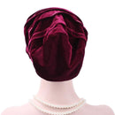 Pleuche Rhinestone Turban Hat Stacking Hat, Size:Adjustable(Red Wine)