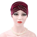 Pleuche Rhinestone Turban Hat Stacking Hat, Size:Adjustable(Apricot)