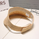 Women Outdoor Pasteable Adjustable Visor Straw Weaving Hat(Natural Color)