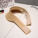 Women Outdoor Pasteable Adjustable Visor Straw Weaving Hat(Natural Color)