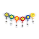 2 PCS ID Easy-to-pull Buckle Smiling Face Holder Name Tag Card Key Badge Retractable Holder Belt Clips(Red)