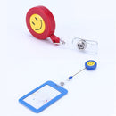 2 PCS ID Easy-to-pull Buckle Smiling Face Holder Name Tag Card Key Badge Retractable Holder Belt Clips(Red)