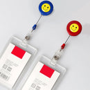2 PCS ID Easy-to-pull Buckle Smiling Face Holder Name Tag Card Key Badge Retractable Holder Belt Clips(Red)