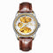 FNGEEN 8818 Women Automatic Mechanical Watch Double-Sided Hollow Watch(Leather Between Gold White Surface)