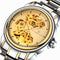 FNGEEN 8818 Women Automatic Mechanical Watch Double-Sided Hollow Watch(Leather Between Gold White Surface)