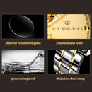 FNGEEN 8818 Women Automatic Mechanical Watch Double-Sided Hollow Watch(Leather Between Gold White Surface)