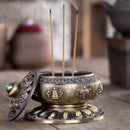 Unique Mosquito Incense Burner Mosquito Coil Holder with Metal Mesh Cover(Red Bronze)