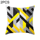 2 PCS 45x45cm Yellow Striped Pillowcase Geometric Throw Cushion Pillow Cover Printing Cushion Pillow Case Bedroom Office(17)