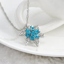 Charm Vintage Crystal Snowflake Zircon Flower Silver Necklaces Pendants Jewelry Gift for Women(Sky Blue)