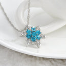 Charm Vintage Crystal Snowflake Zircon Flower Silver Necklaces Pendants Jewelry Gift for Women(Sky Blue)