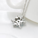 Charm Vintage Crystal Snowflake Zircon Flower Silver Necklaces Pendants Jewelry Gift for Women(Sky Blue)