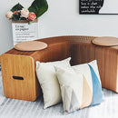 Home Furniture Accordion Folding Paper Stool Sofa Chair (High 42cm + Apricot Skin Pad)
