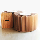 Home Furniture Accordion Folding Paper Stool Sofa Chair (High 42cm + Apricot Skin Pad)