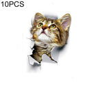 10 PCS Removable Waterproof Cartoon 3 D Cat Pattern Wall Sticker Bathroom Toilet Sticker(A)