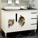 10 PCS Removable Waterproof Cartoon 3 D Cat Pattern Wall Sticker Bathroom Toilet Sticker(A)