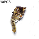10 PCS Removable Waterproof Cartoon 3 D Cat Pattern Wall Sticker Bathroom Toilet Sticker(C)