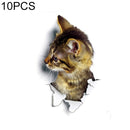 10 PCS Removable Waterproof Cartoon 3 D Cat Pattern Wall Sticker Bathroom Toilet Sticker(B)