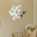 2 Sets Flower Pattern Wall Sticker Home Decor 3D Wall Decal Art DIY Mirror Wall Stickers Living Room Decoration(Silver)