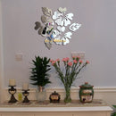 2 Sets Flower Pattern Wall Sticker Home Decor 3D Wall Decal Art DIY Mirror Wall Stickers Living Room Decoration(Silver)