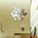 2 Sets Flower Pattern Wall Sticker Home Decor 3D Wall Decal Art DIY Mirror Wall Stickers Living Room Decoration(Silver)
