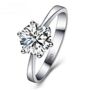 925 Sterling Silver Woman CZ Crystal Wedding Engagement Finger Rings Super Shinning Cubic Zirconia Fine Jewelry, Ring Size:6