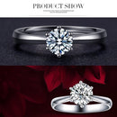 925 Sterling Silver Woman CZ Crystal Wedding Engagement Finger Rings Super Shinning Cubic Zirconia Fine Jewelry, Ring Size:6