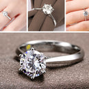 925 Sterling Silver Woman CZ Crystal Wedding Engagement Finger Rings Super Shinning Cubic Zirconia Fine Jewelry, Ring Size:6