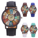 Retro Personality Digital Turntable PU Leather Strap Quartz Watch(White)
