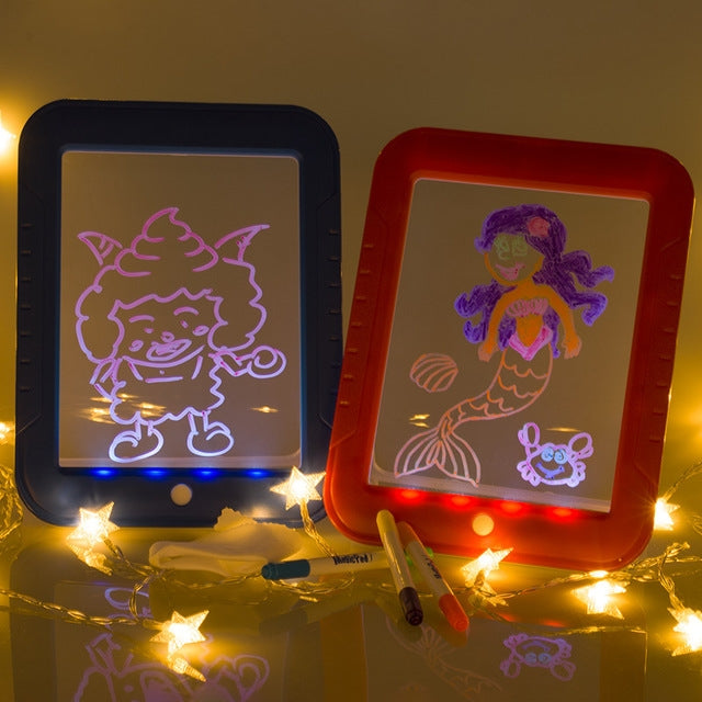 LED Writing Board 3D Magic Drawing Pad Creative Children Drawing Toys(Blue)