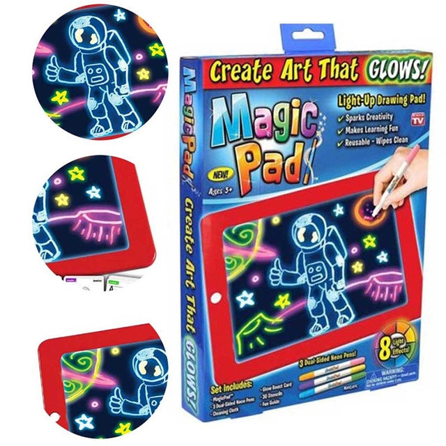 LED Writing Board 3D Magic Drawing Pad Creative Children Drawing Toys(Blue)