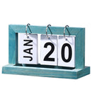 Creative Simple Wooden Flip Calendar Desktop Office Decoration(Blue)