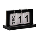 Creative Simple Wooden Flip Calendar Desktop Office Decoration(Black)
