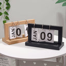 Creative Simple Wooden Flip Calendar Desktop Office Decoration(Black)