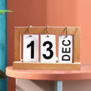Creative Simple Wooden Flip Calendar Desktop Office Decoration(Wood color)