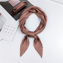 Ladies Retro Style Pleated Diamond Square Scarf Silk Scarf, Length: 70cm(Dark Pink)
