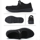 Women Casual Mesh Flat Shoes Soft Sneakers, Size:40(Black)