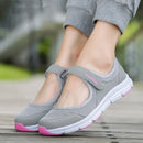 Women Casual Mesh Flat Shoes Soft Sneakers, Size:40(Gray)