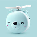 USB Charging Mini Portable LED Night Light Vanity Mirror with Fan(Blue Bear)