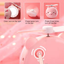 USB Charging Mini Portable LED Night Light Vanity Mirror with Fan(Pink Bear)