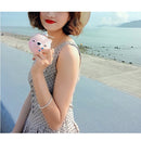 USB Charging Mini Portable LED Night Light Vanity Mirror with Fan(Wink Eyes Pig)