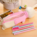 Cute Plush Rabbit Pencil Box Pencilcase Pencil Bag School Supplies Stationery(Red)