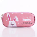 Kawaii School Pencil Case PU Animals Pattern Cartoon Big Pencilcase Color Pencil Box Stationary(Pink Rabbit)