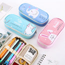 Kawaii School Pencil Case PU Animals Pattern Cartoon Big Pencilcase Color Pencil Box Stationary(Pink Rabbit)