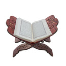 Quran Wooden Book Stand Holder Bookends Gift Removable Handmade Wood Book Decoration(Wine Red)