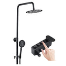 Pressurization Water Saving Black Luxury Brass Shower Set, Specification:A Round Hand Spray