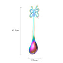 Multicolor Stainless Steel Butterfly Coffee Spoon Fruit Cold Drink Ice Cream Dessert Tea Spoon, Color:Rainbow